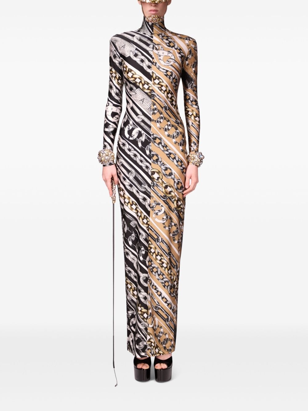 chain link-print dress - 2