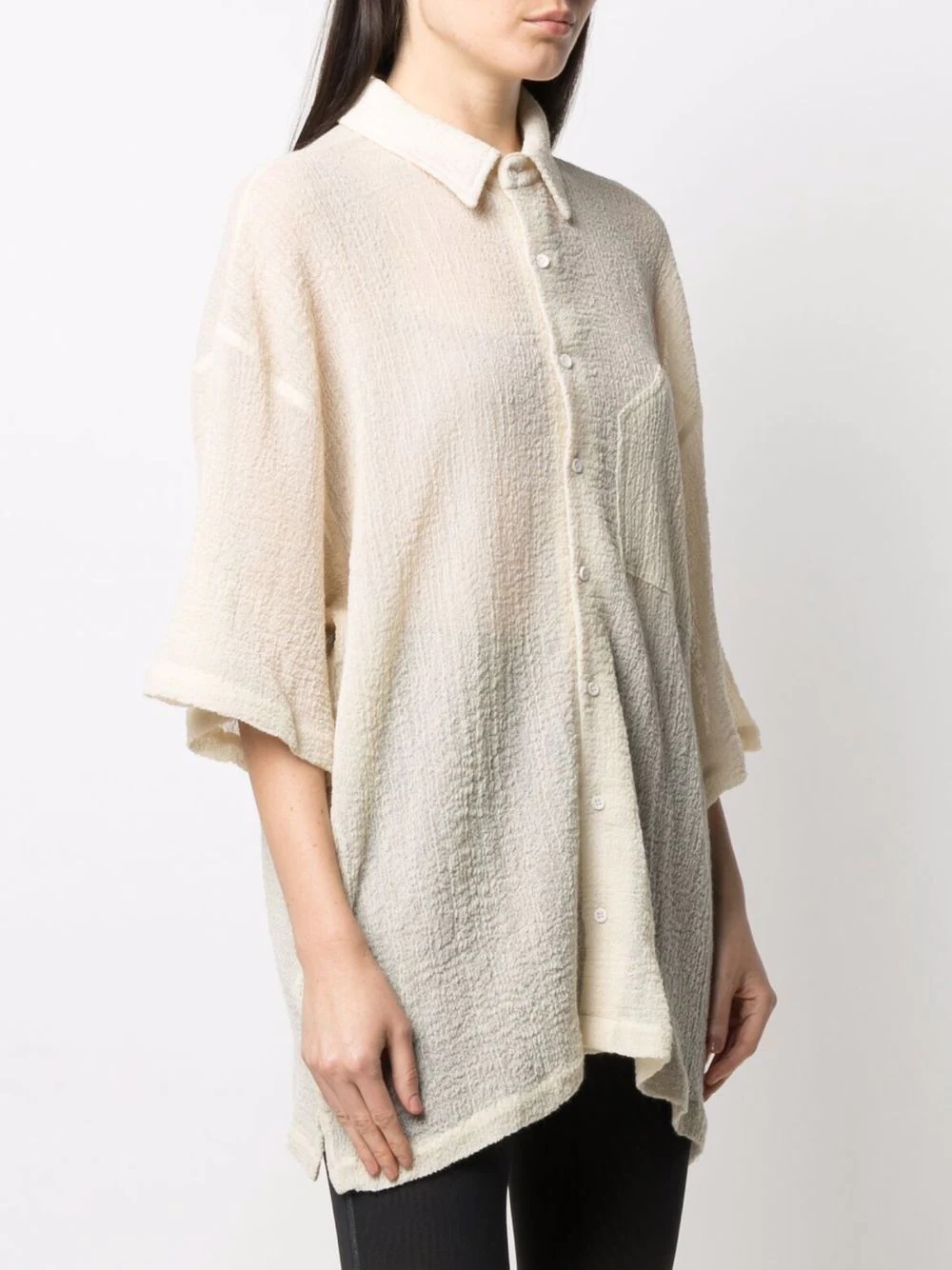 textured wool shortsleeved shirt - 3