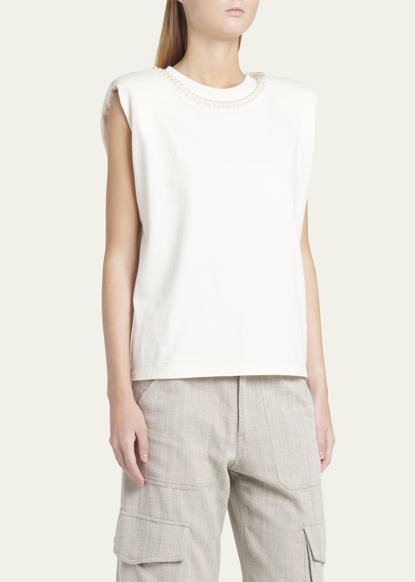 Journey Sleeveless Pearl-Embellished T-Shirt - 4