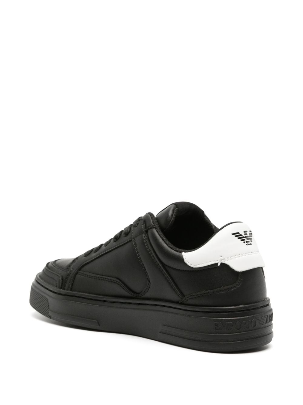 logo-print leather sneakers - 3