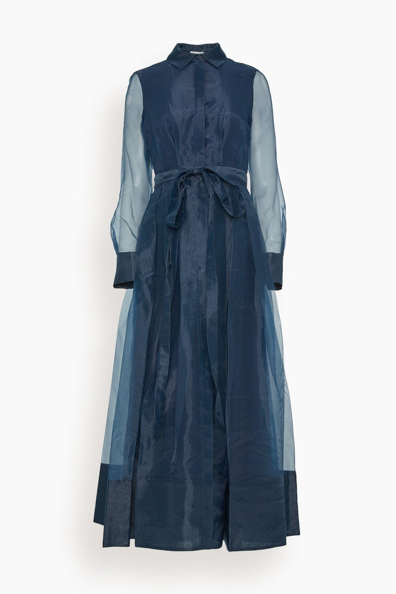 Montgomery Long Sleeve Button Up Midi Dress in Midnight - 1