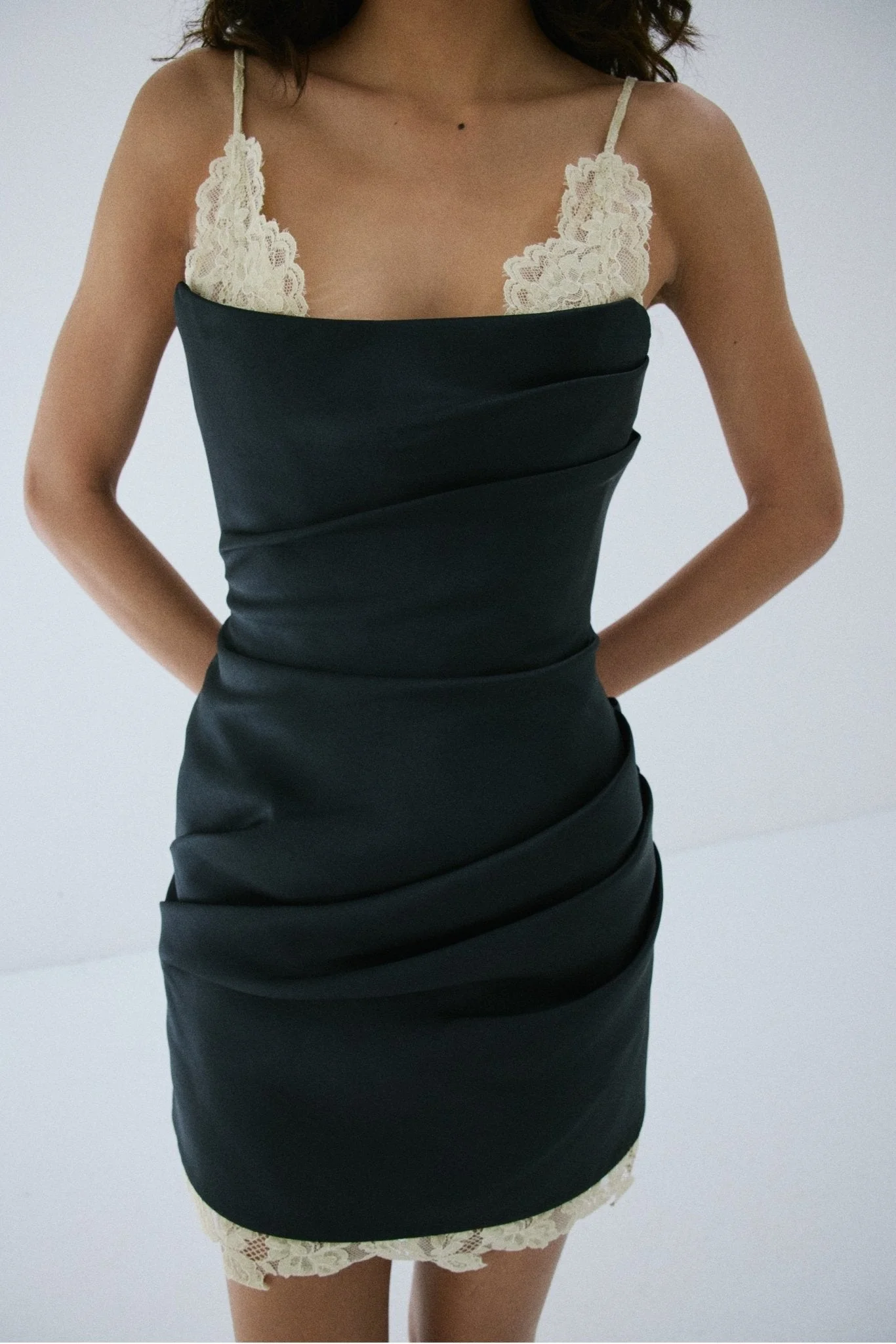 KASAI MINI DRESS IN BLACK TWILL - 1