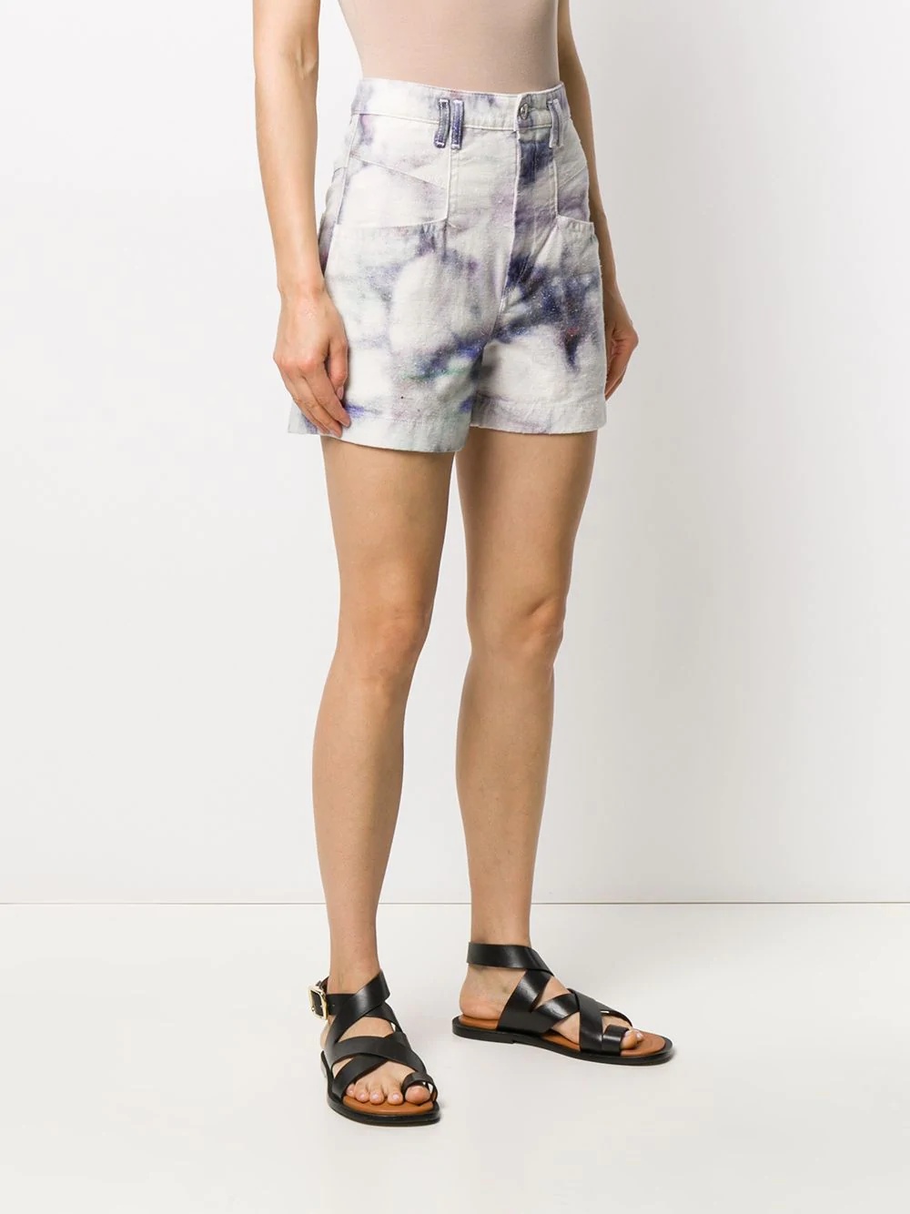 bleached high-waisted denim shorts - 3