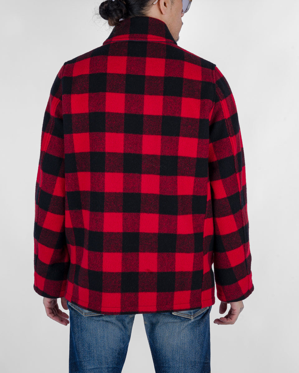 IHW-19-RED Wool Buffalo Check Hunting Jacket - Red - 4