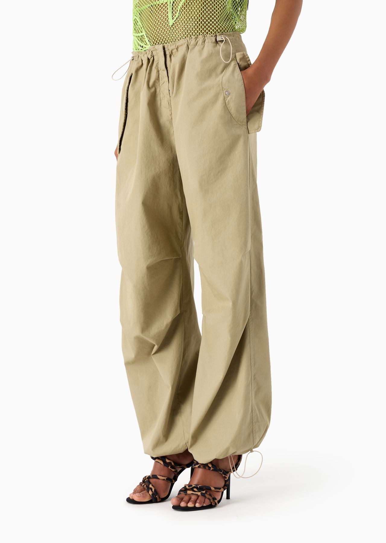 Emporio Armani Sustainability Values Capsule Collection organic poplin drawstring trousers - 2