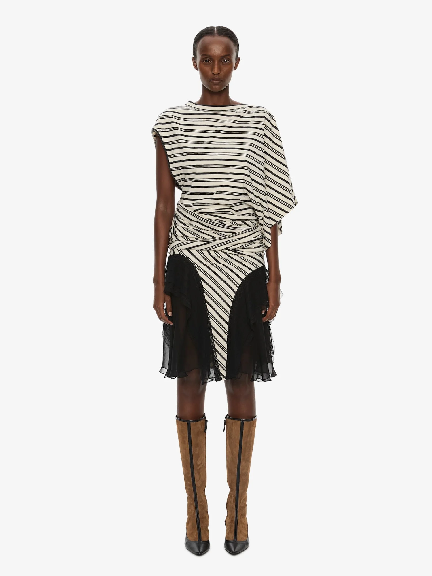 Striped Jersey Panelled Tee Dress - 1