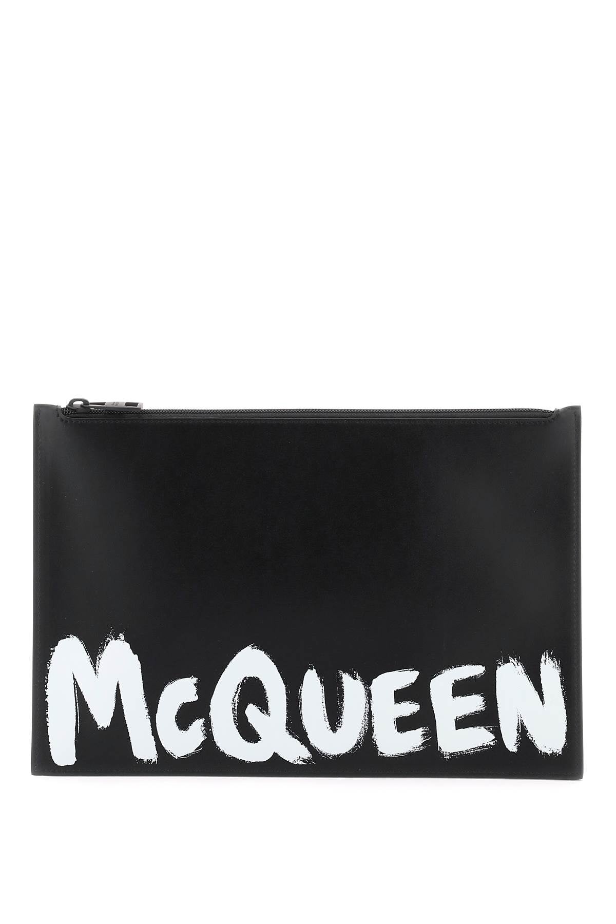 'Mcqueen Graffiti' Leather Flat Pouch - 1