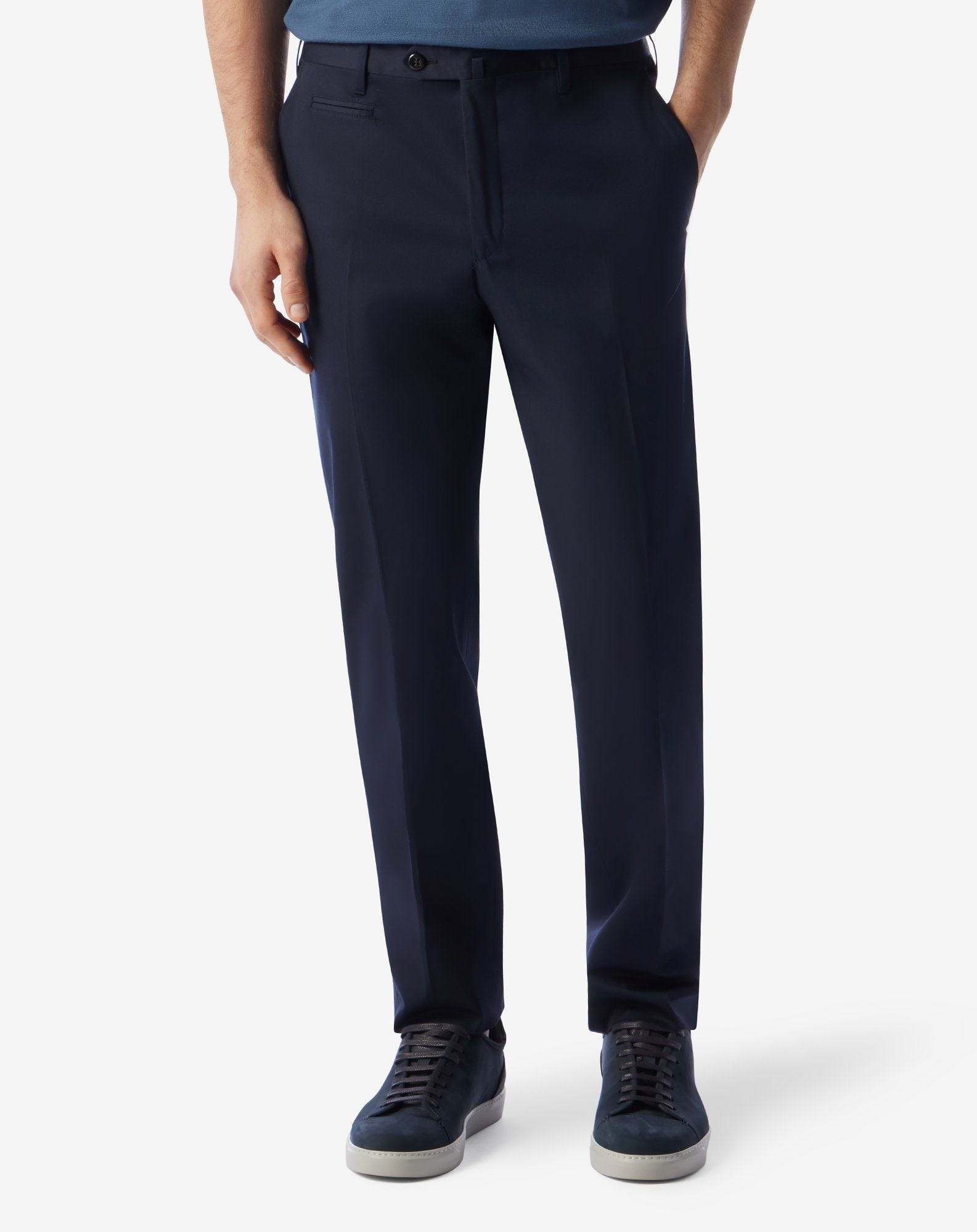 Blue stretch cotton gabardine trousers - 2