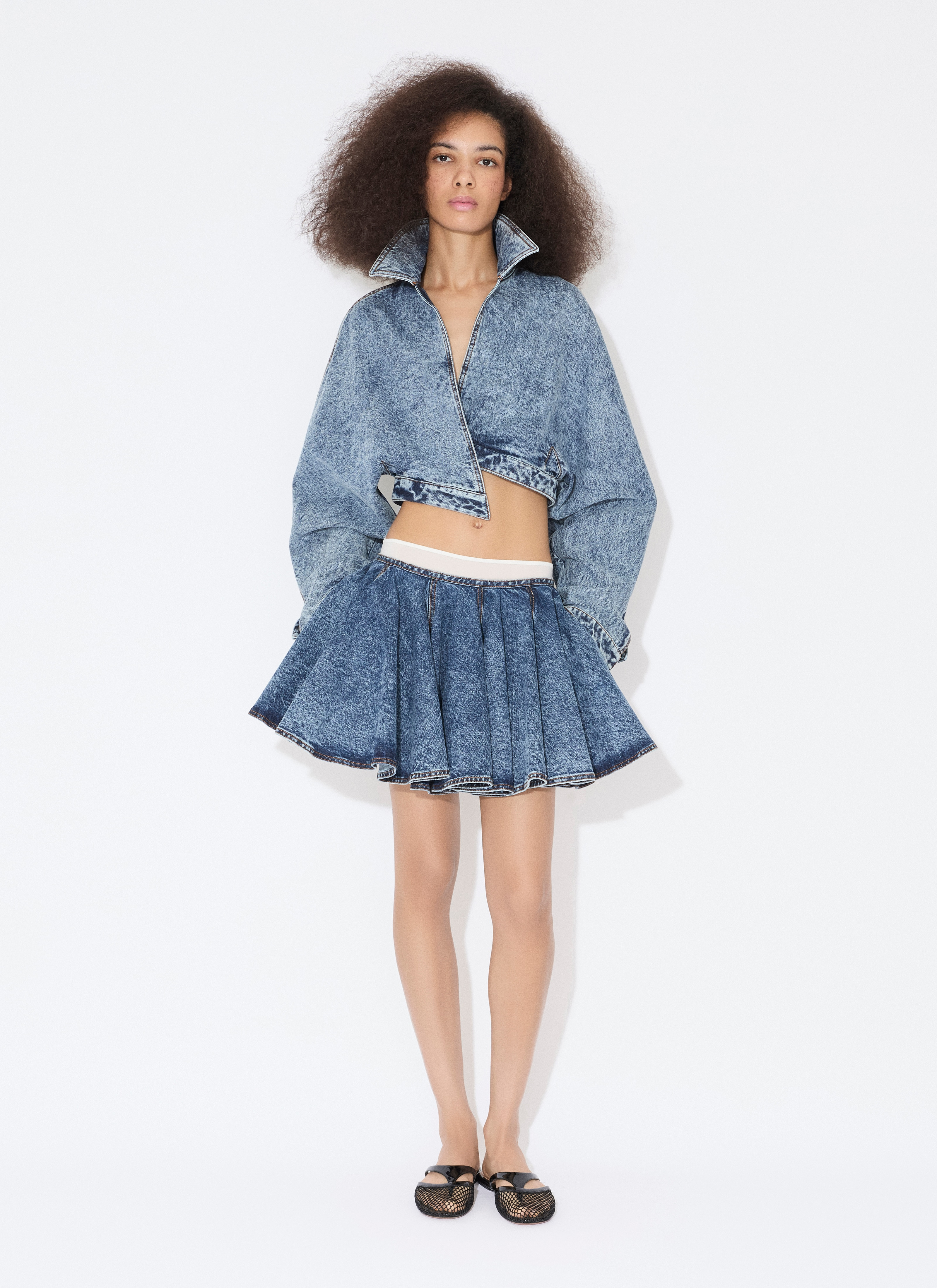 DENIM SKATER SKIRT - 2