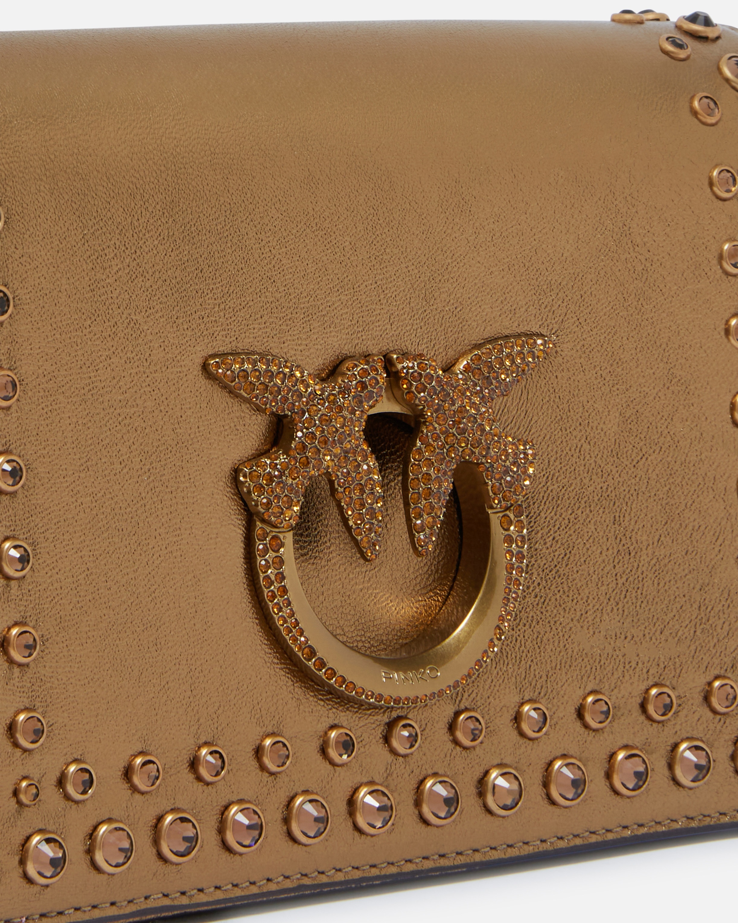 LOVE BAG SMALL LAMINATED CROSSBODY BAG WITH RHINESTONES - 3
