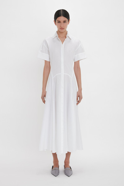 Victoria Beckham Panelled Shirt Dress In White outlook