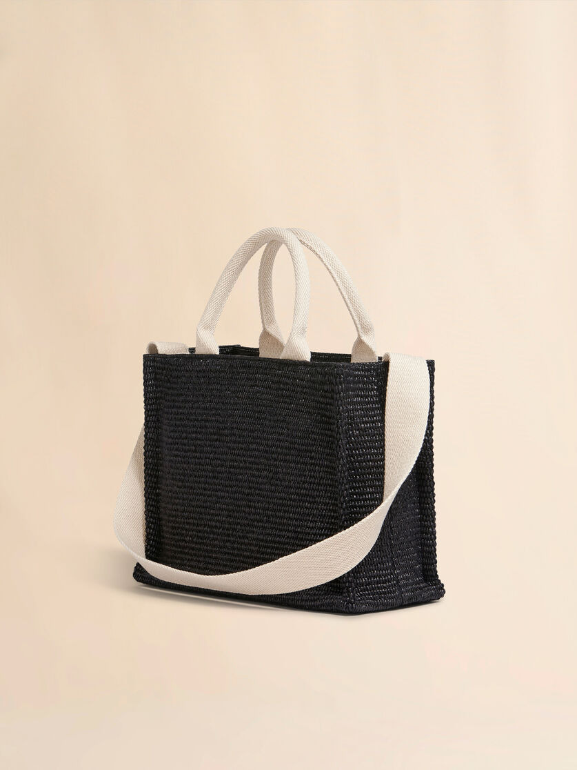 SMALL BLACK RAFFIA TOTE BAG - 3