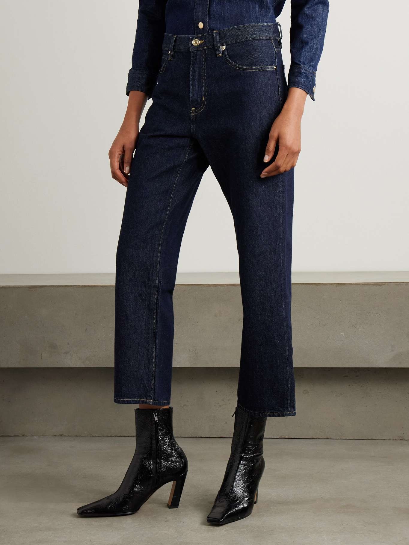 The Hang cropped high-rise straight-leg jeans Dark denim - 3