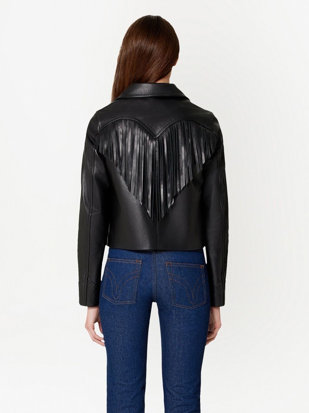 tasselled leather jacket - 4