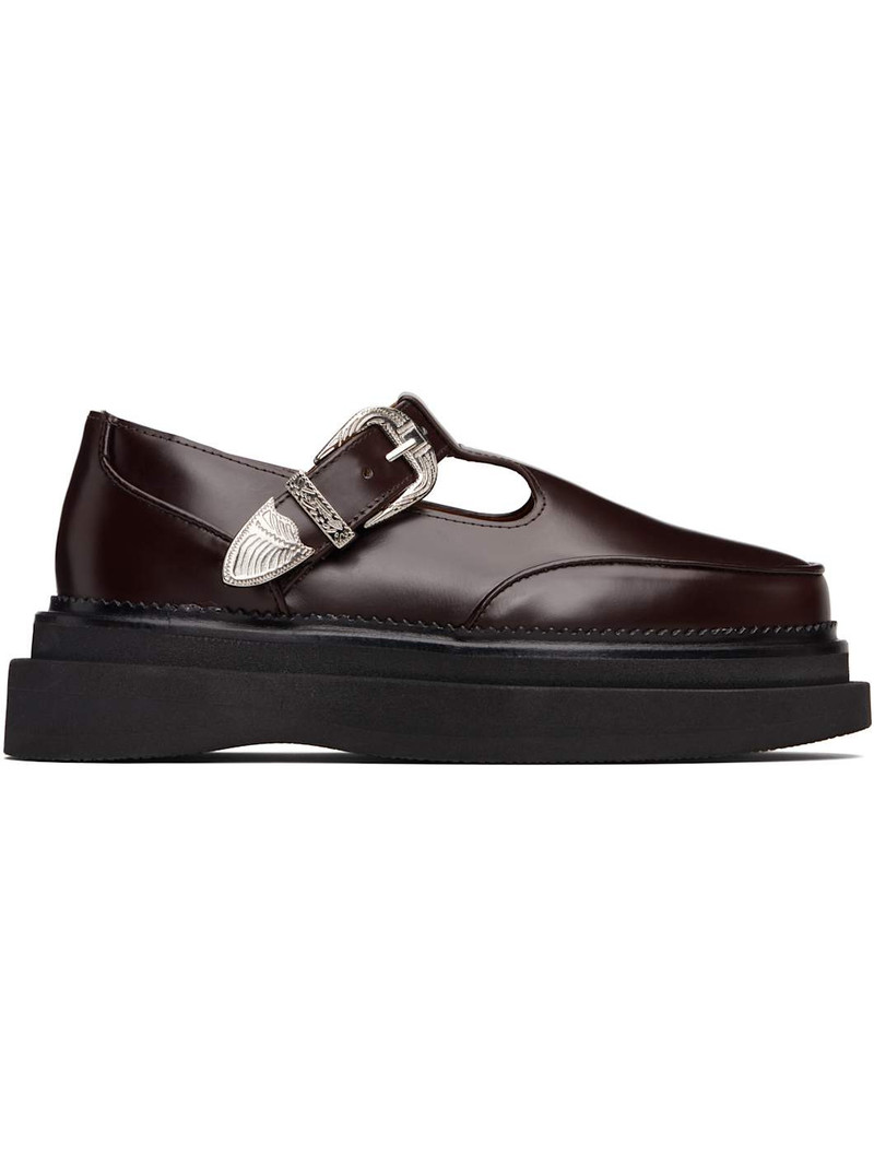 SSENSE Exclusive Brown T-Bar Mary Jane Loafers 1