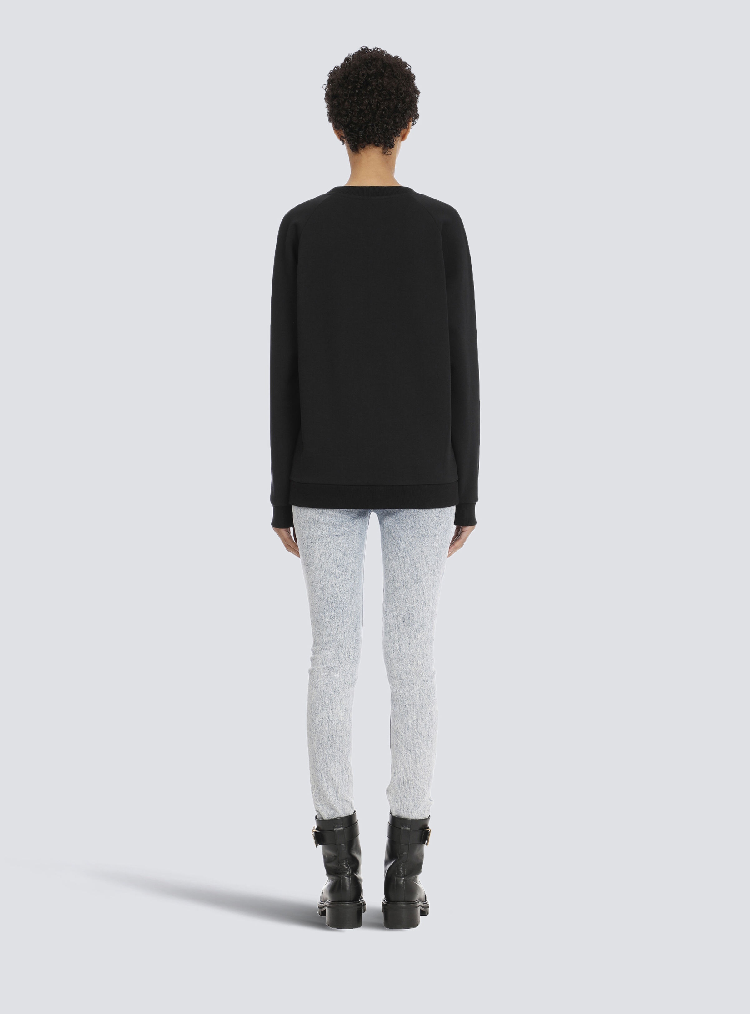 Eco-designed cotton sweatshirt with Balmain logo print - 4