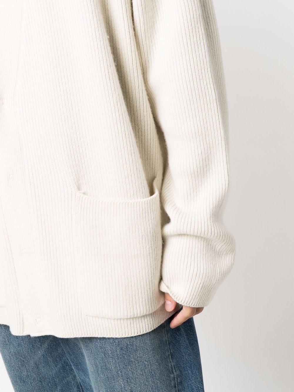 V-neck ribbed-knit cardigan - 5