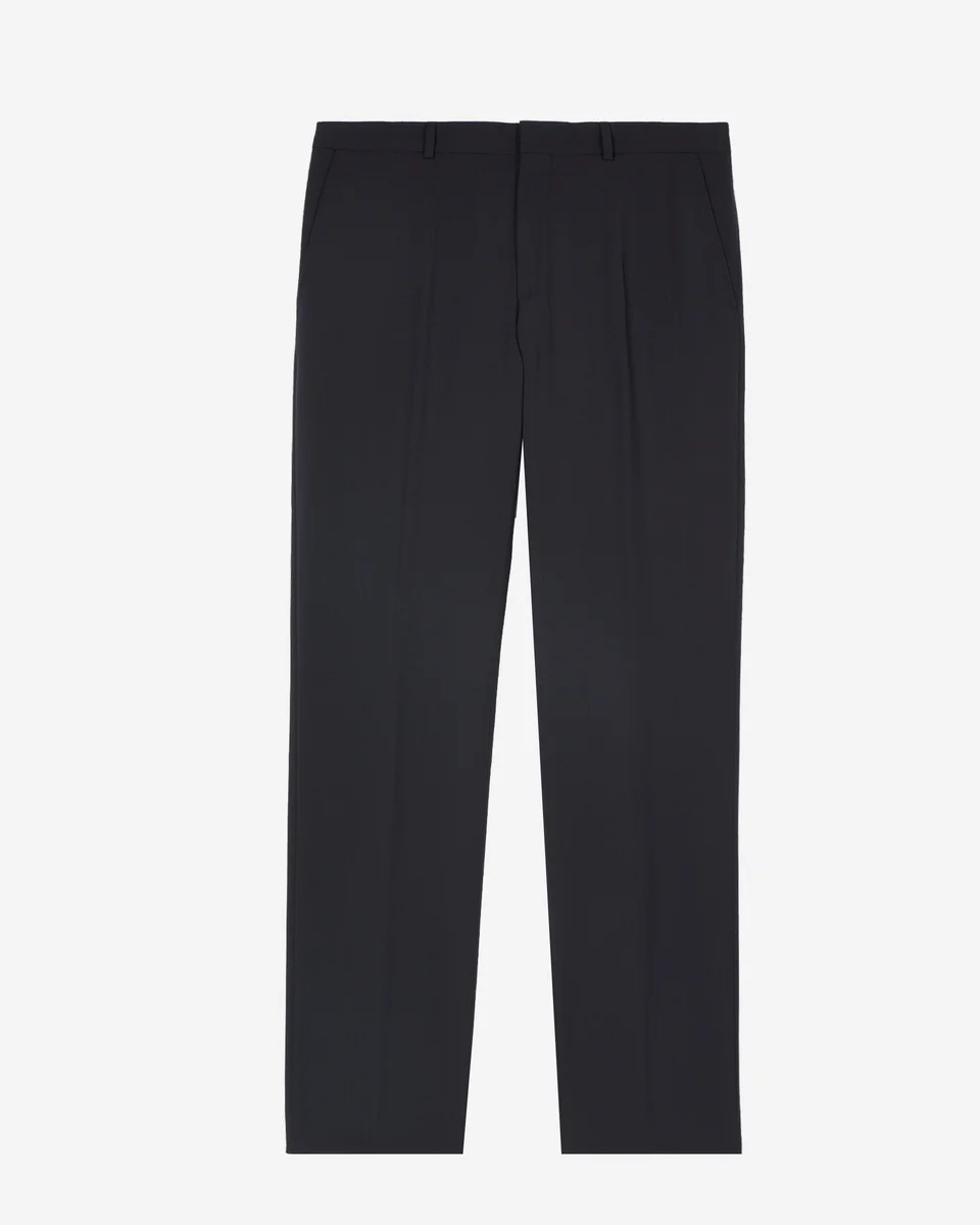 STRAIGHT-LEG SUIT TROUSERS IN NAVY WOOL - 1