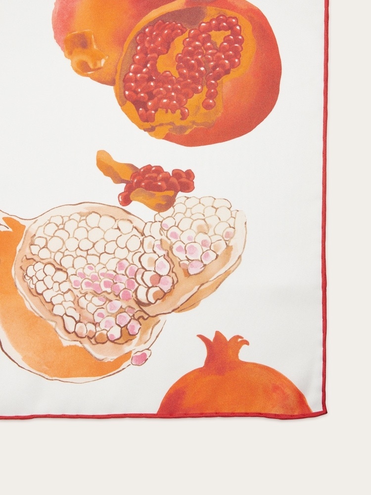 POMEGRANATE PRINT SILK FOULARD - 3