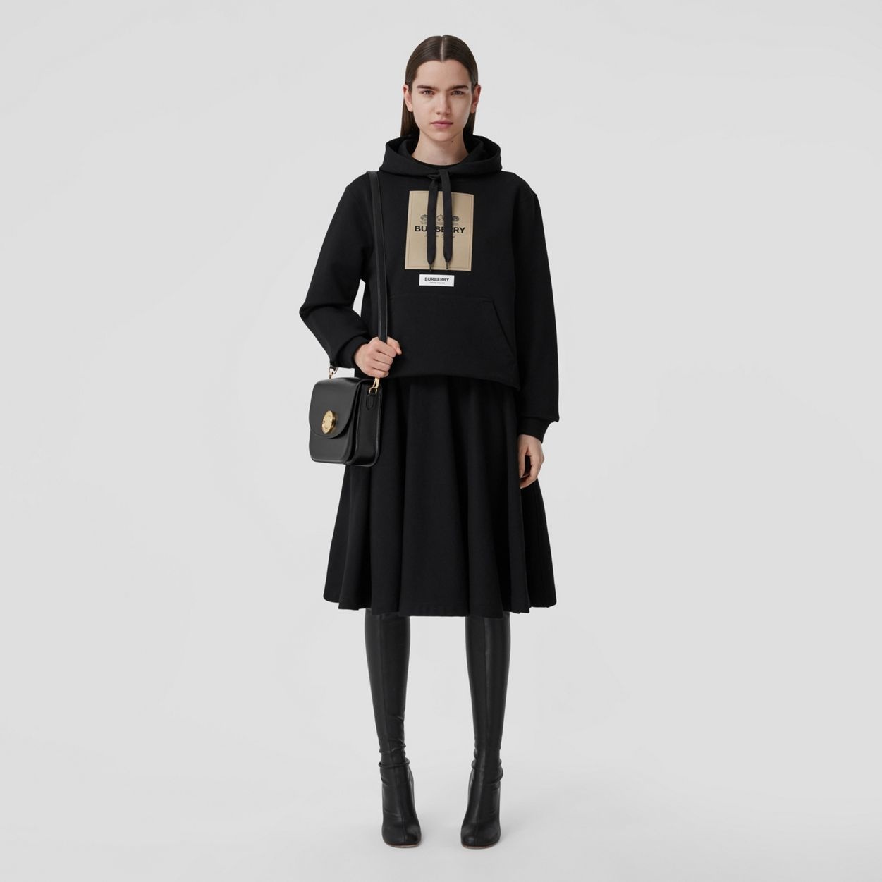 Label Appliqué Cotton Oversized Hoodie - 5