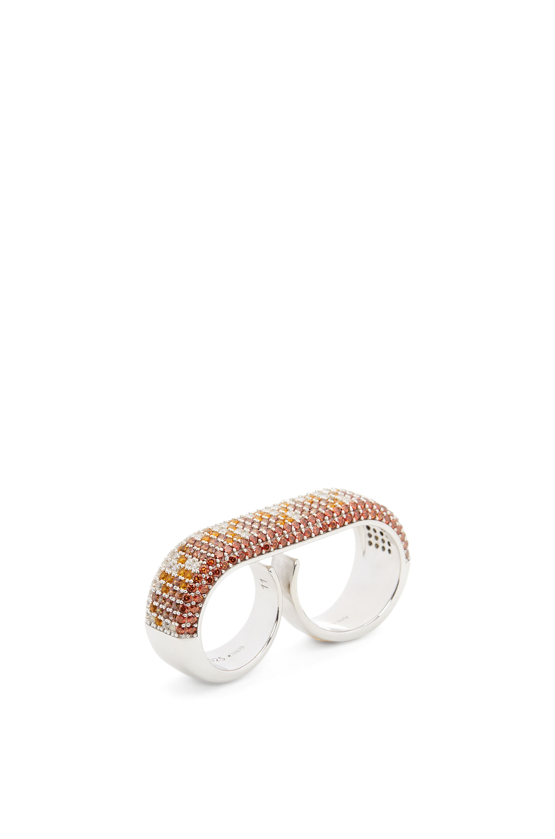 Double Pavé ring in sterling silver and crystals - 2