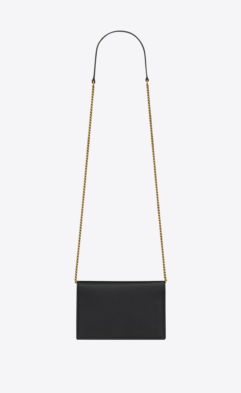 SAINT LAURENT cassandre envelope chain wallet in smooth leather outlook