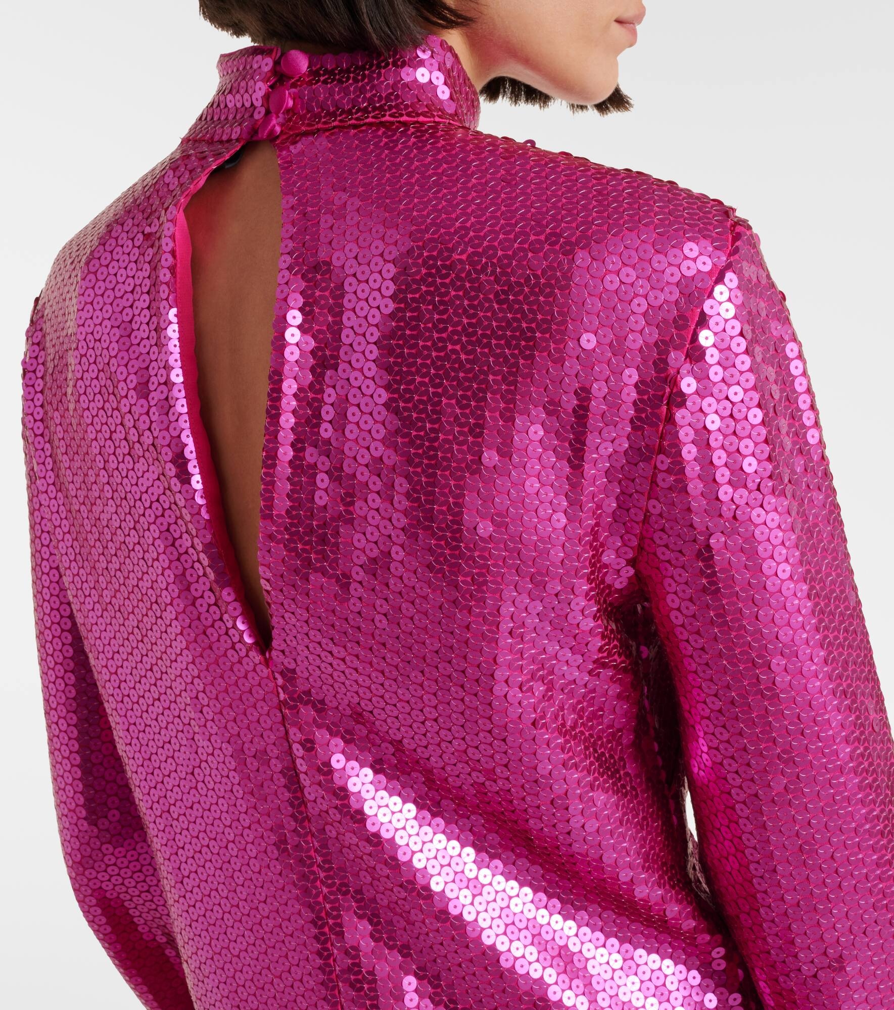 Gina sequined feather-trimmed minidress - 6