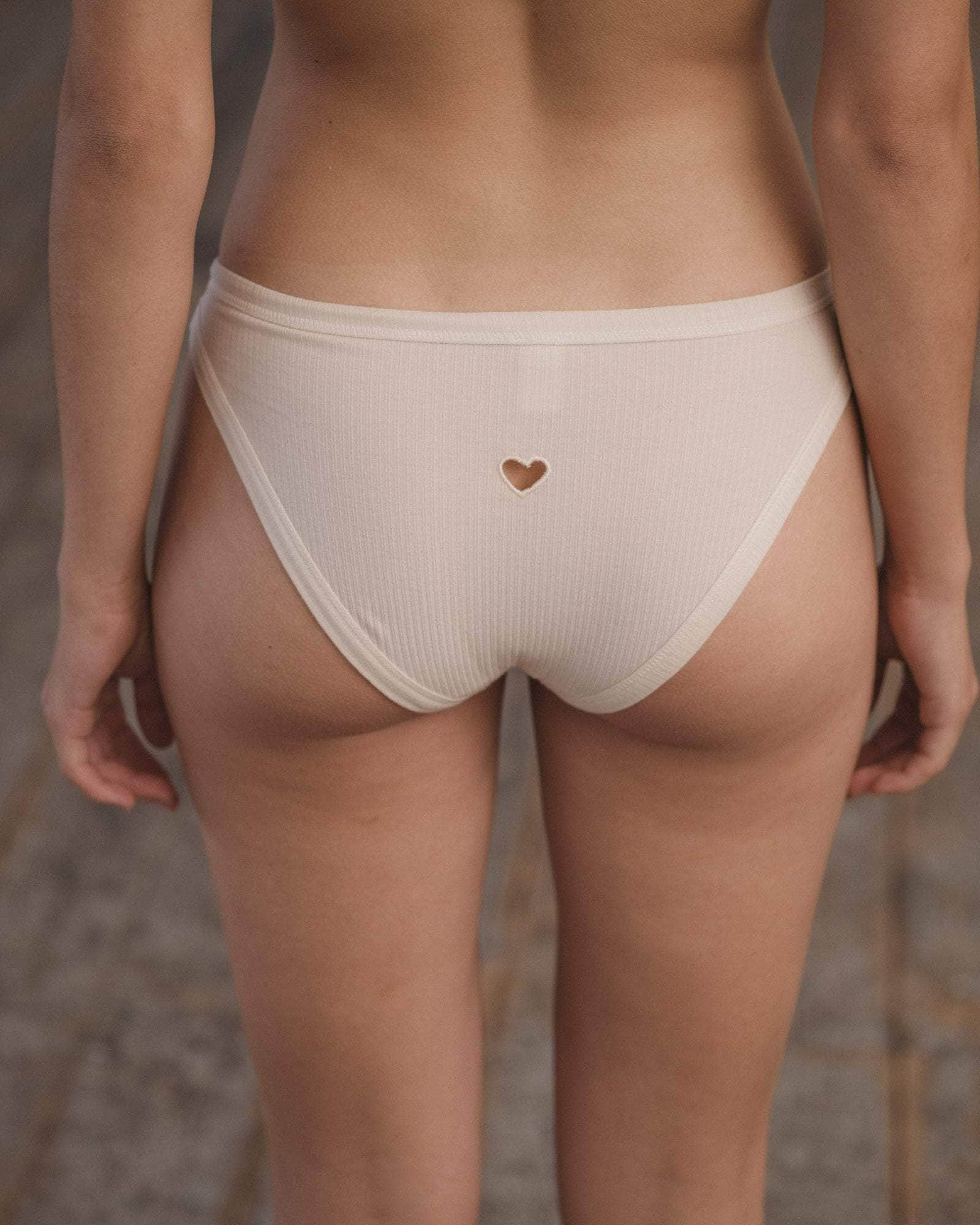 Pack - Heart Bra & Heart Bell Pants - Fine Organic Cotton Rib - 7