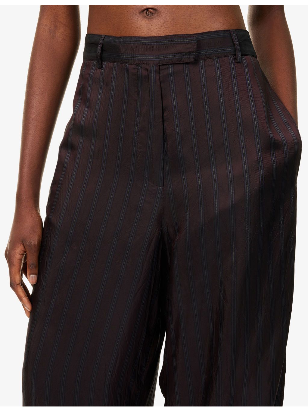 Stripe-Print Wide-Leg Woven Trousers - 5