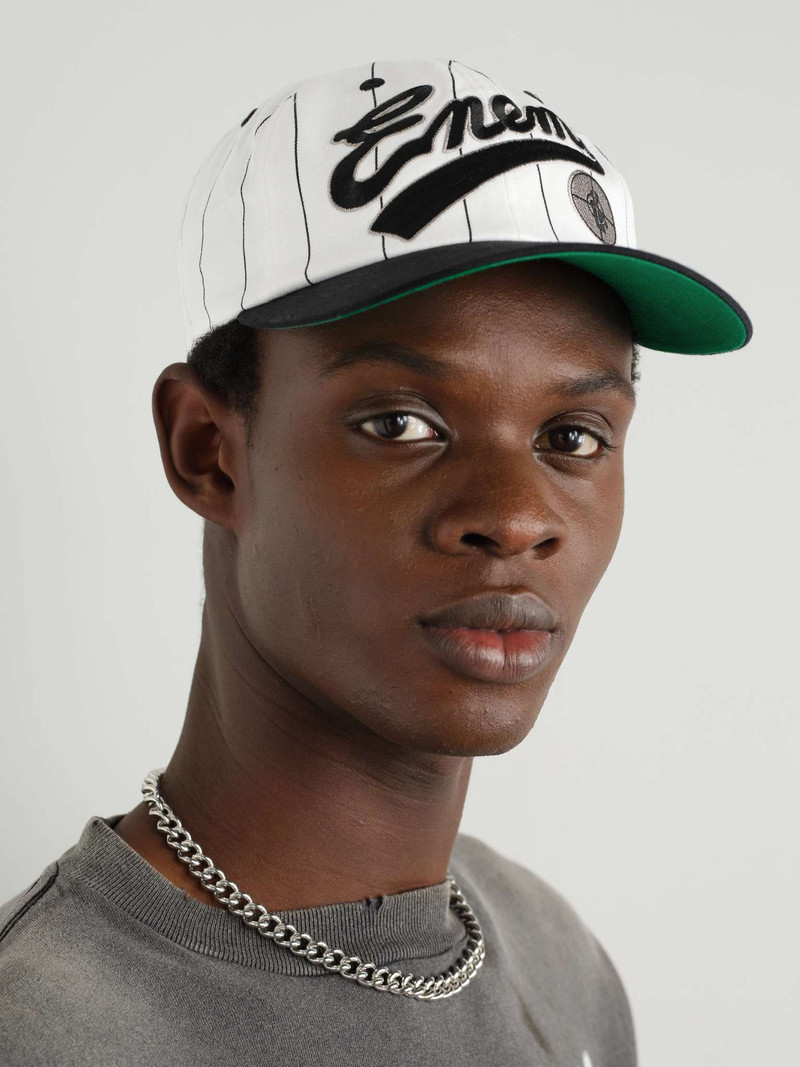 SAINT M×××××× + Public Enemy Logo-Appliquéd Striped Cotton-Twill Baseball Cap outlook