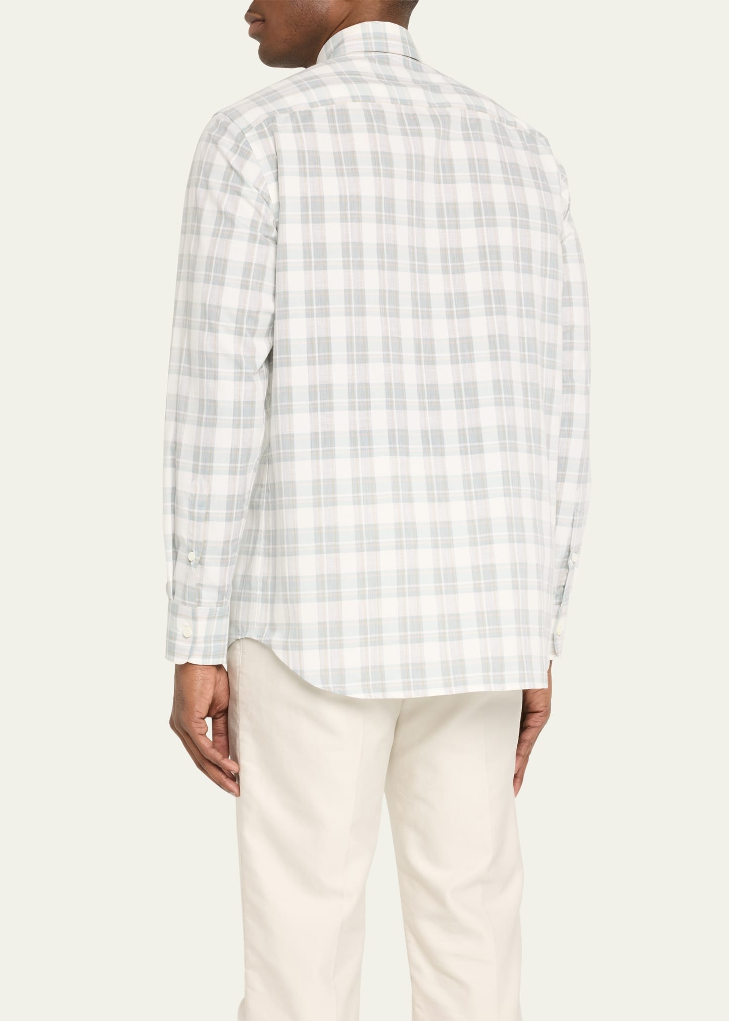 Men's Cotton-Linen Plaid Sport Shirt - 3