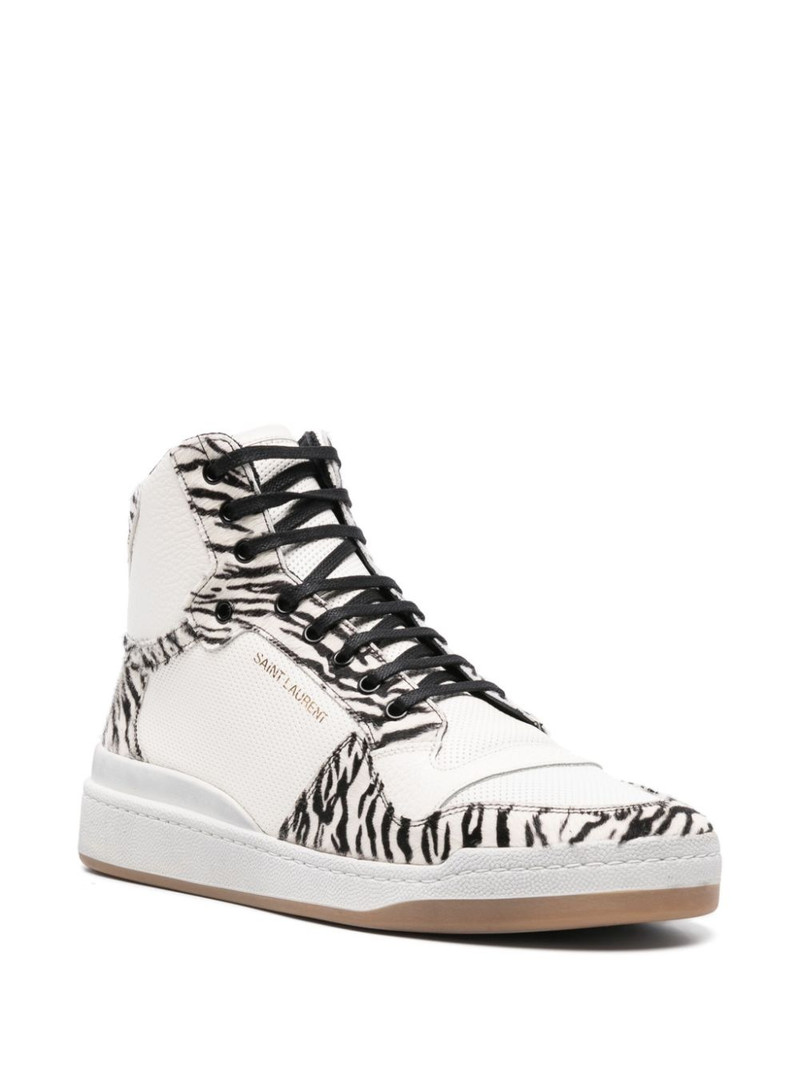 SAINT LAURENT animal-print high-top sneakers outlook