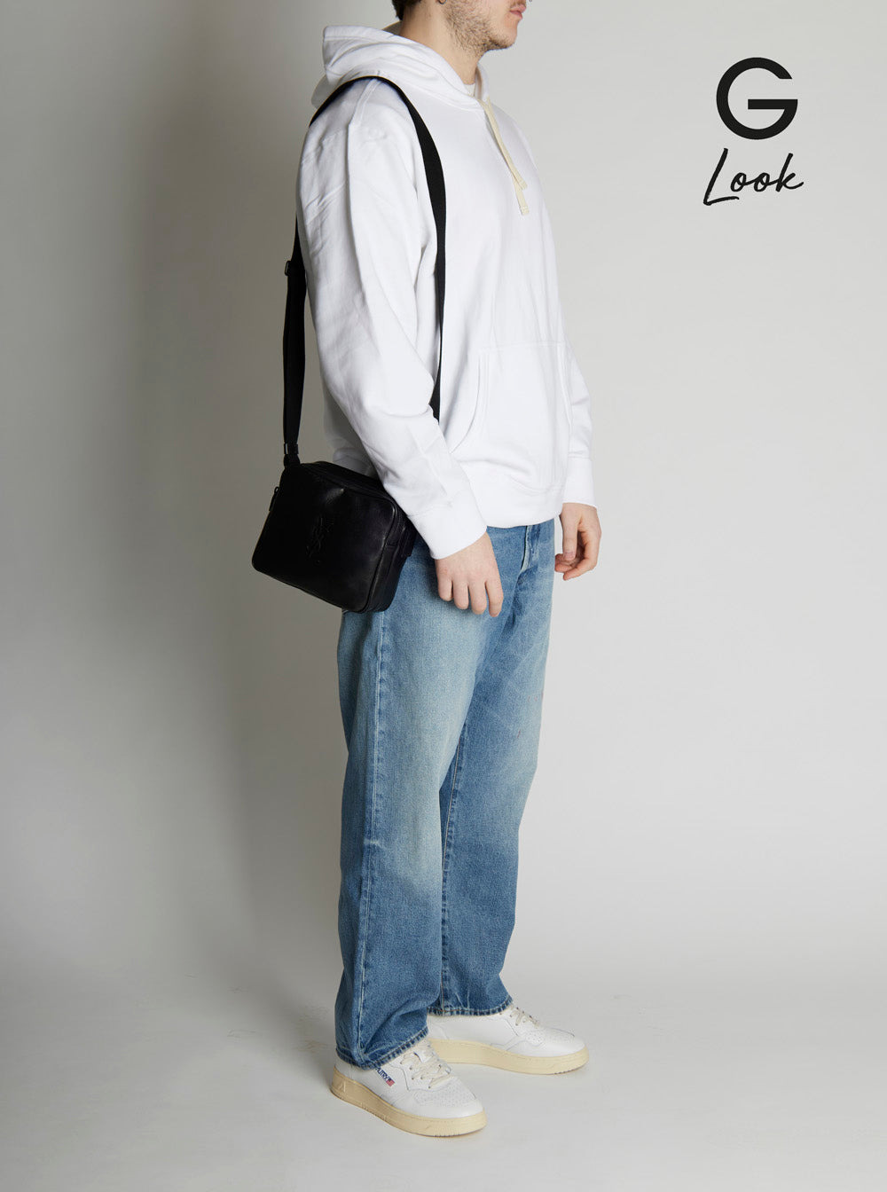 Saint Laurent Men 'Niky Cube' Black Crossbody Bag With Cassandre On The Front And Adjustable Canvas  - 6