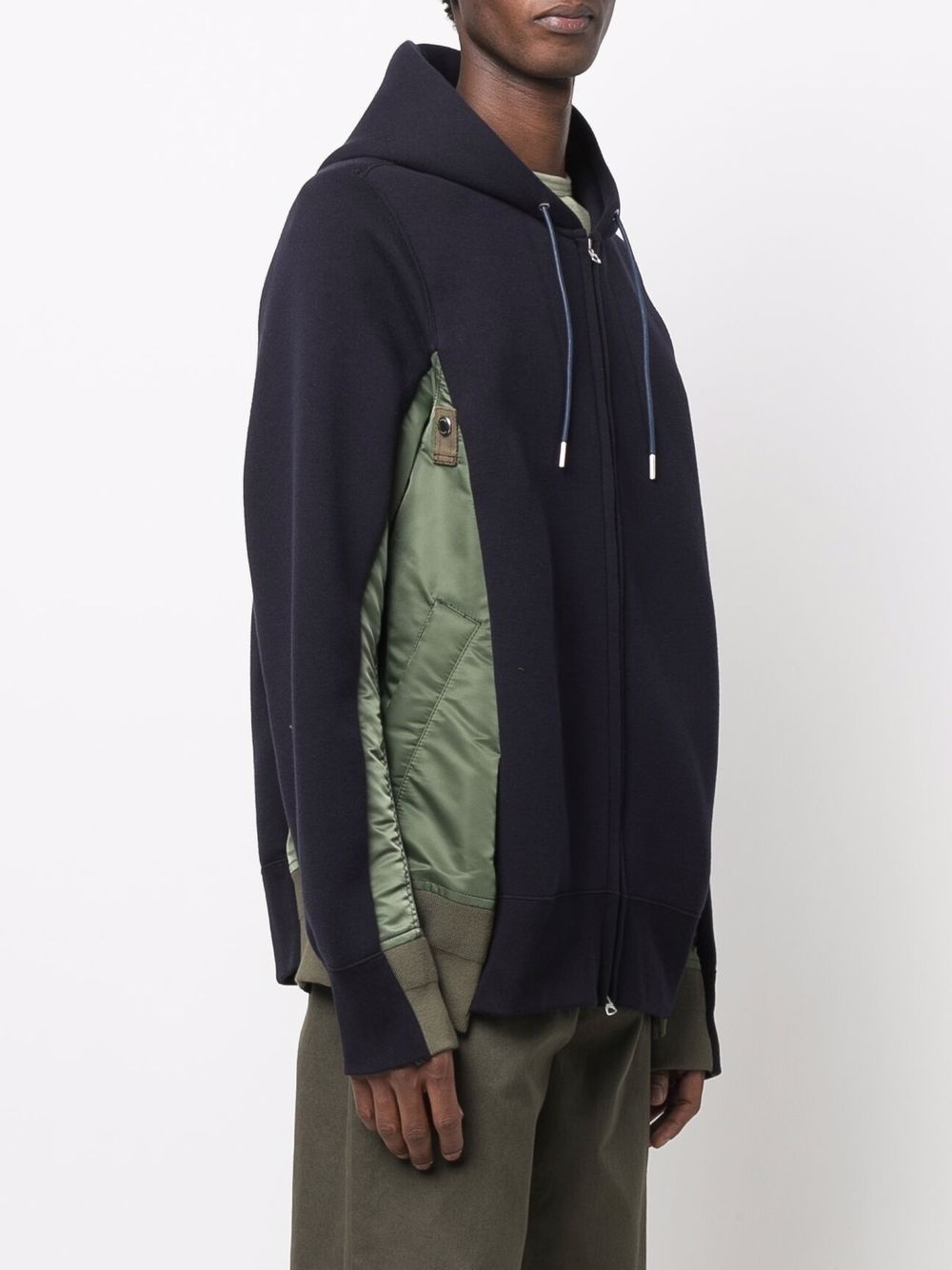 panelled drawstring hoodie jacket - 3