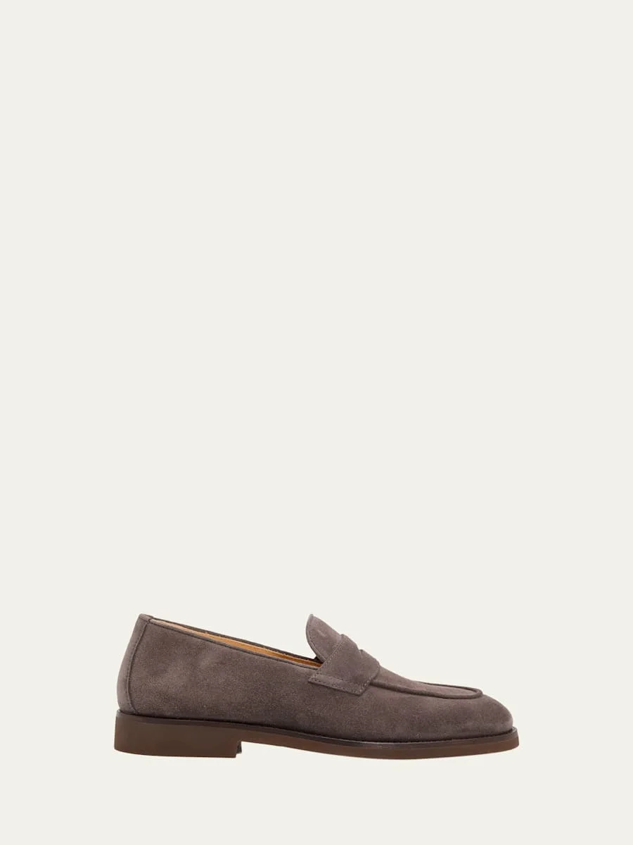 Men's Suede Flex-Sole Penny Loafers - 1
