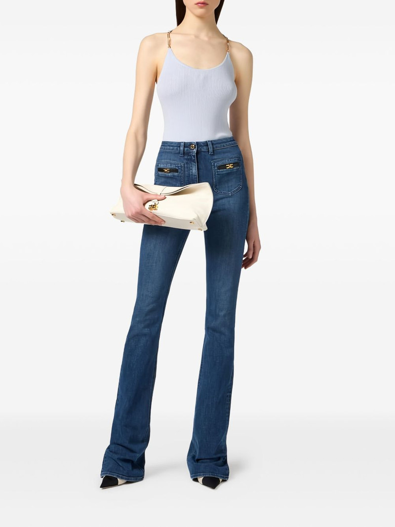 ELISABETTA FRANCHI jewelled strap ribbed knit top outlook