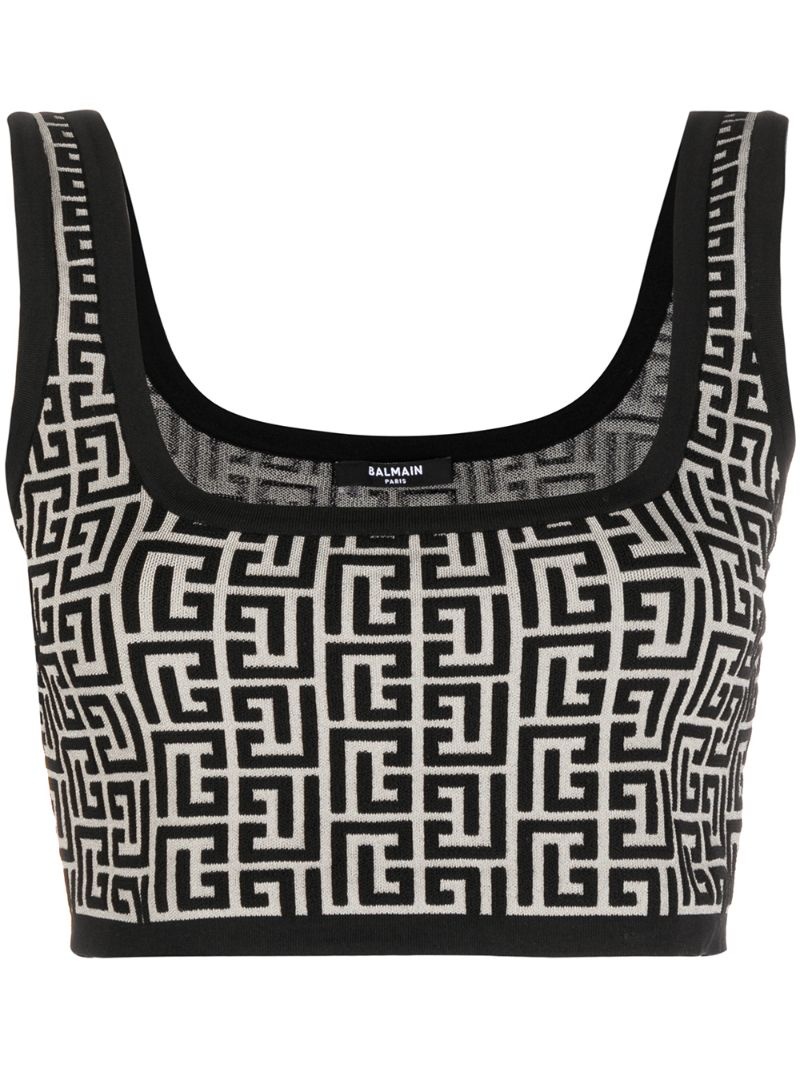 cropped monogram jacquard vest top - 1