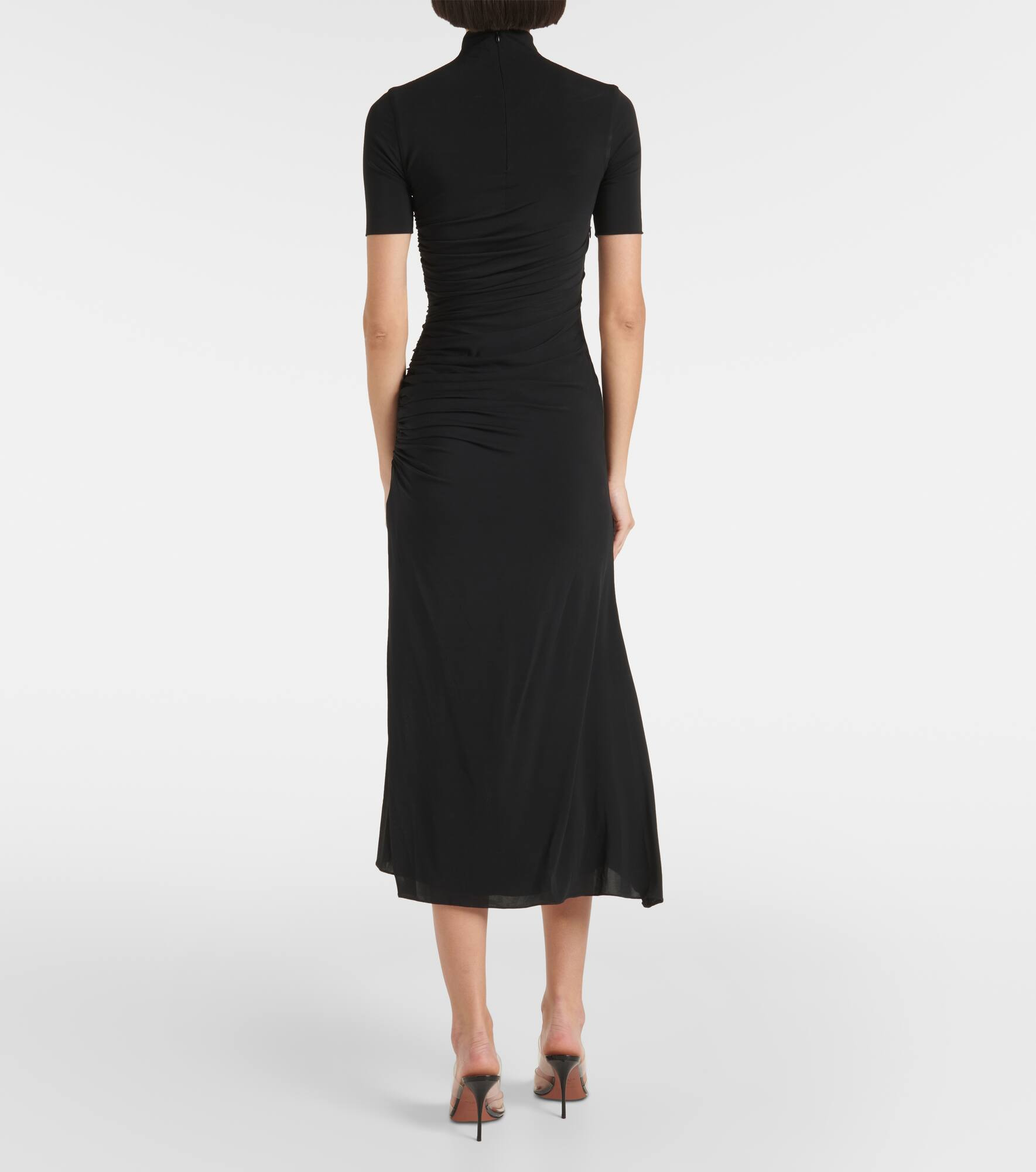Draped asymmetric midi dress - 3