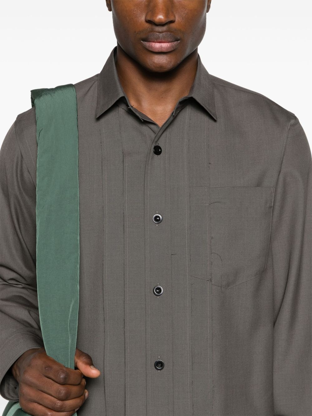 pleated button-up shirt - 5