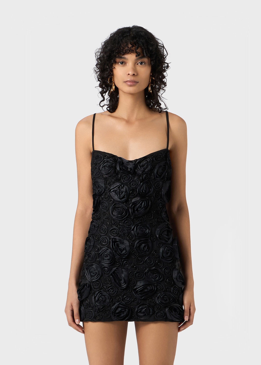 SLIP DRESS WITH 3D EMBROIDERY ROSES - 3