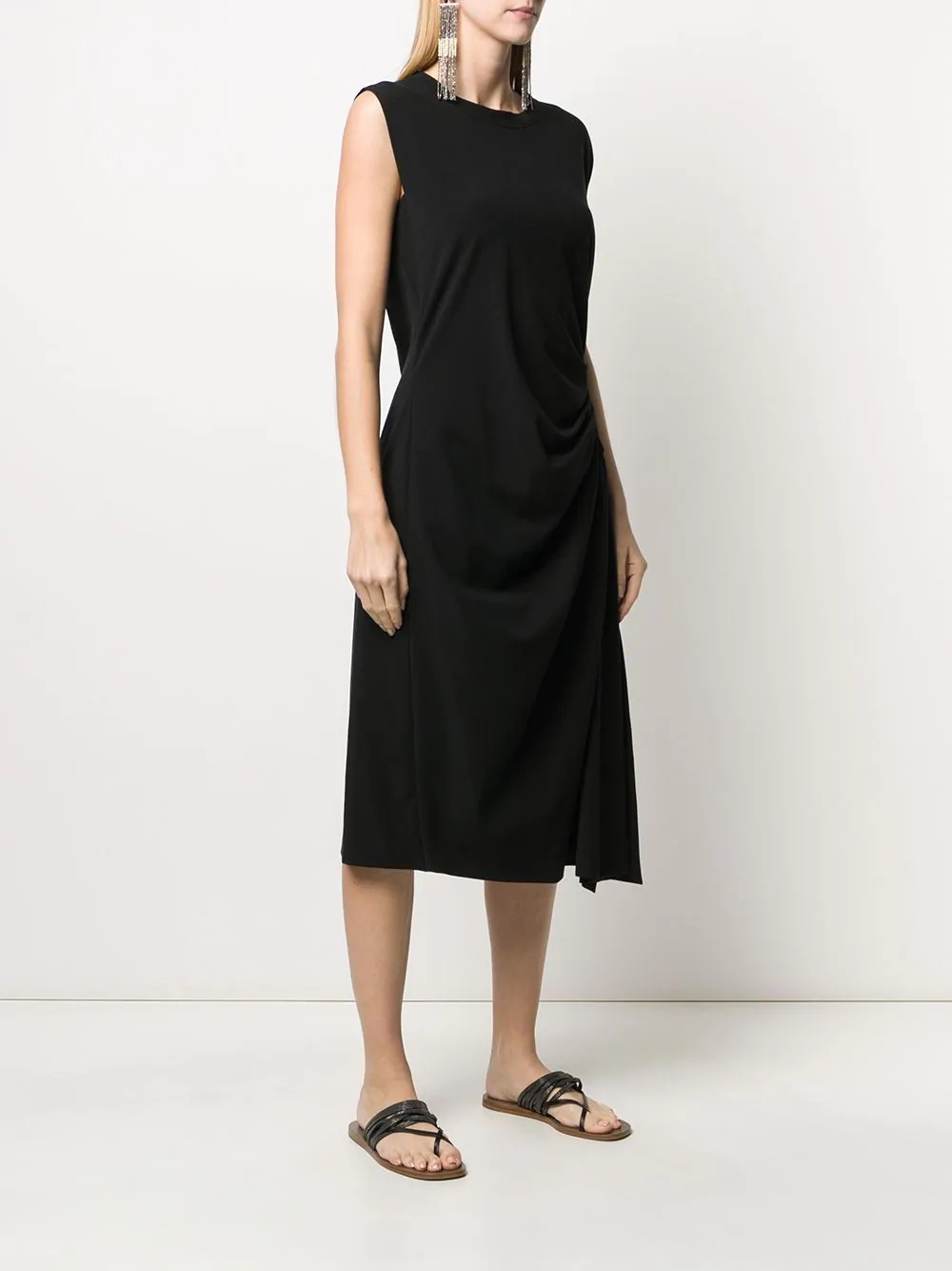 asymmetric pleated midi dress - 3