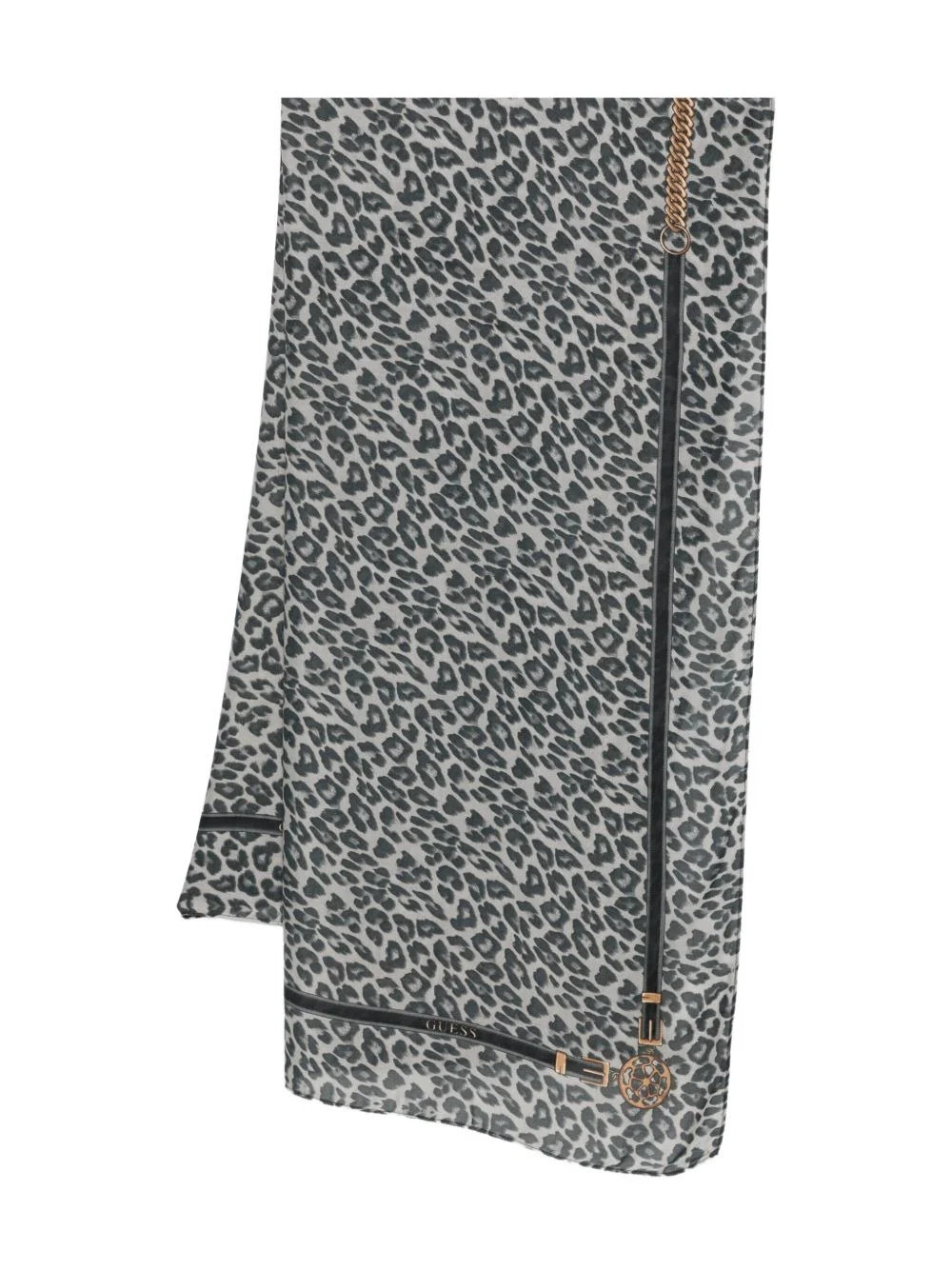 leopard-print chain-detail scarf - 1