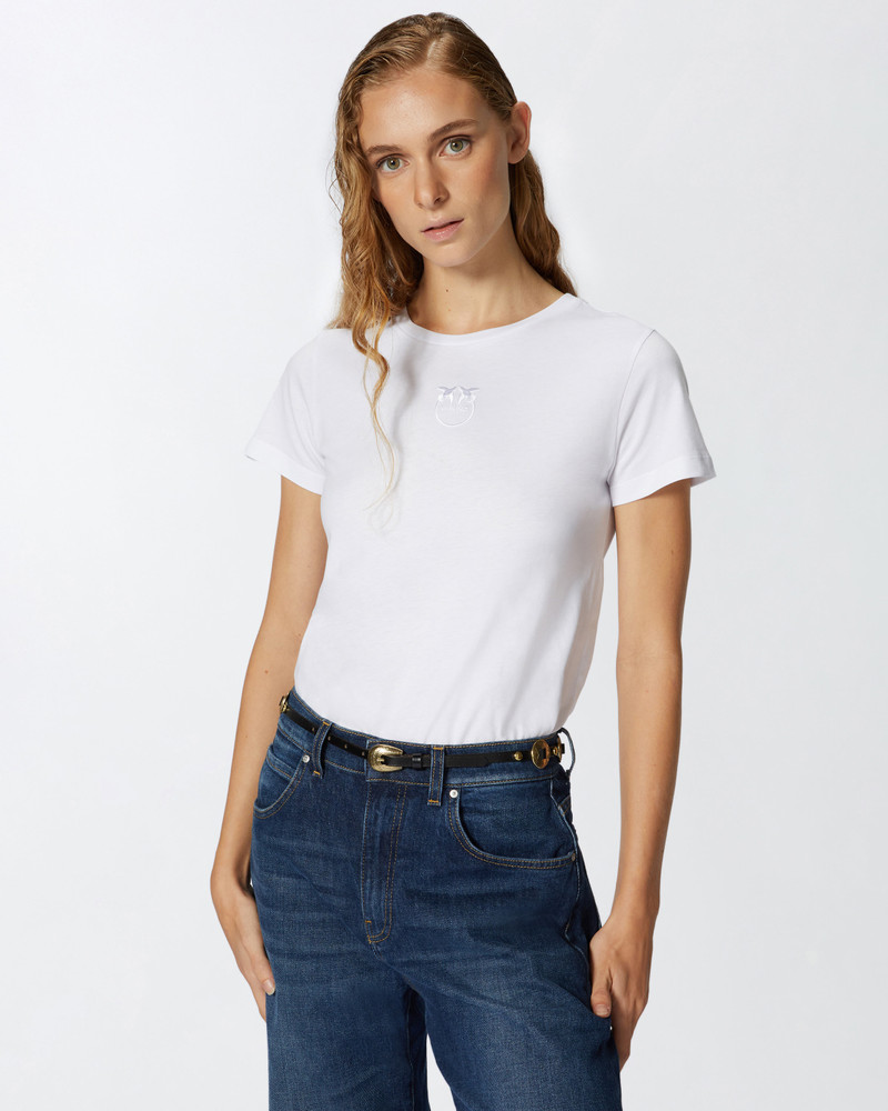 PINKO SHORT-SLEEVED T-SHIRT EMBROIDERED LOGO outlook