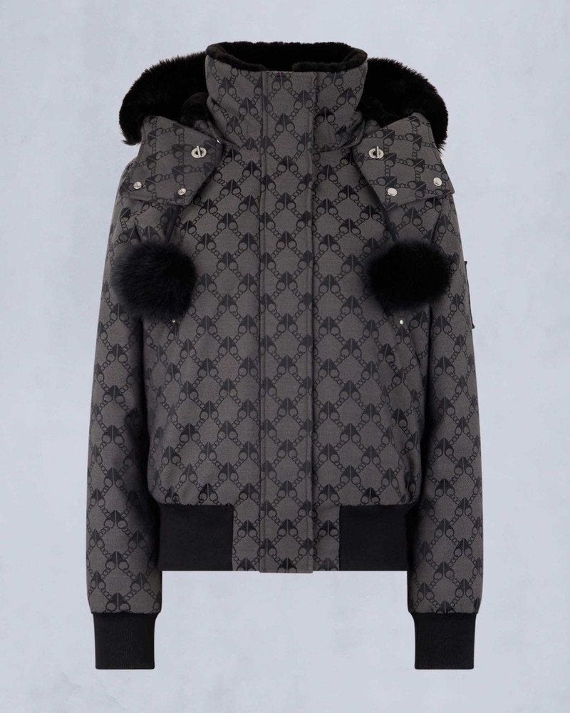 DEBBIE MONOGRAM SHEARLING BOMBER JACKET 1