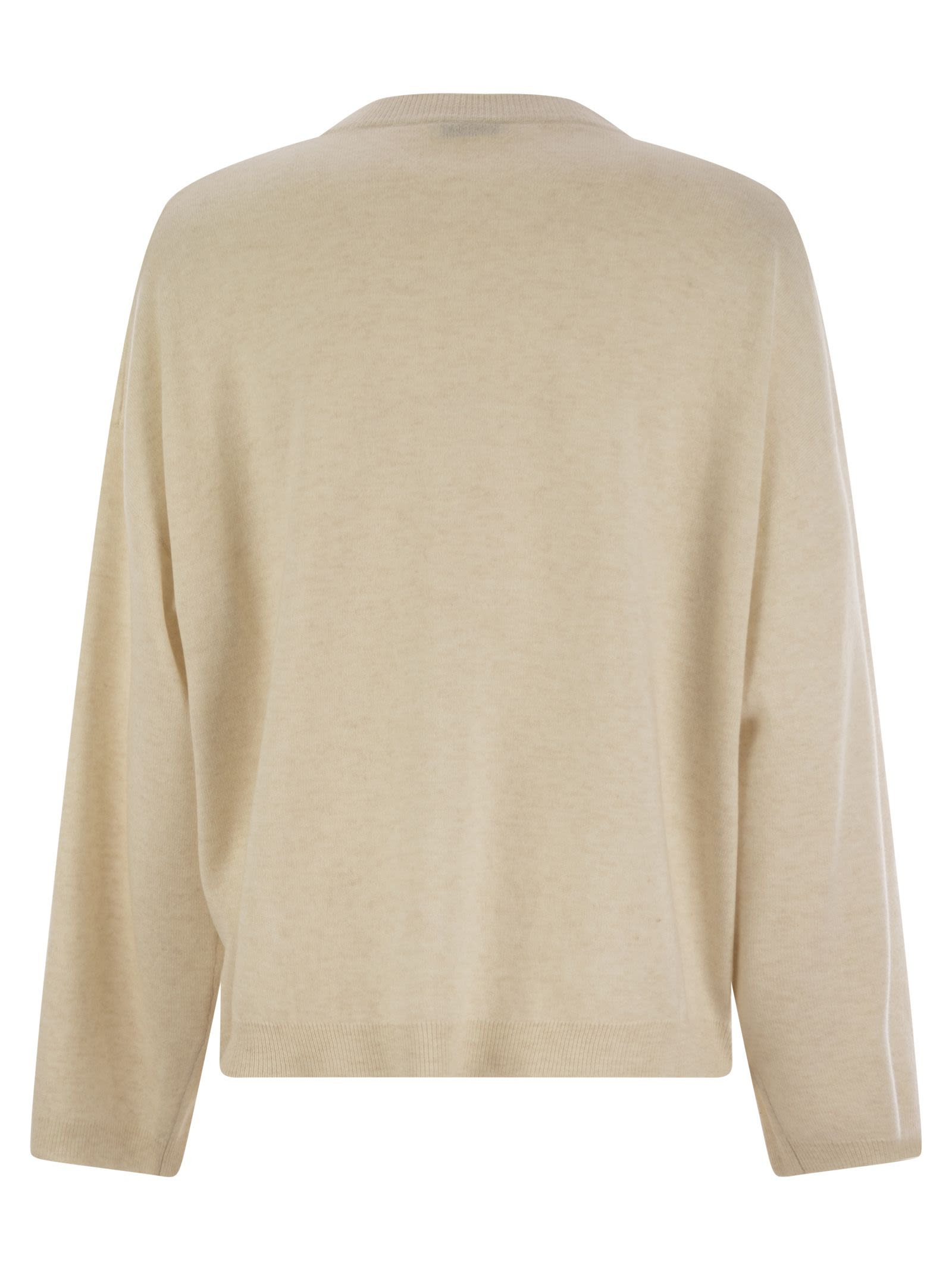 Brunello Cucinelli Women Virgin Wool, Cashmere And Silk Sweater With Shiny Pocket Detail - 2