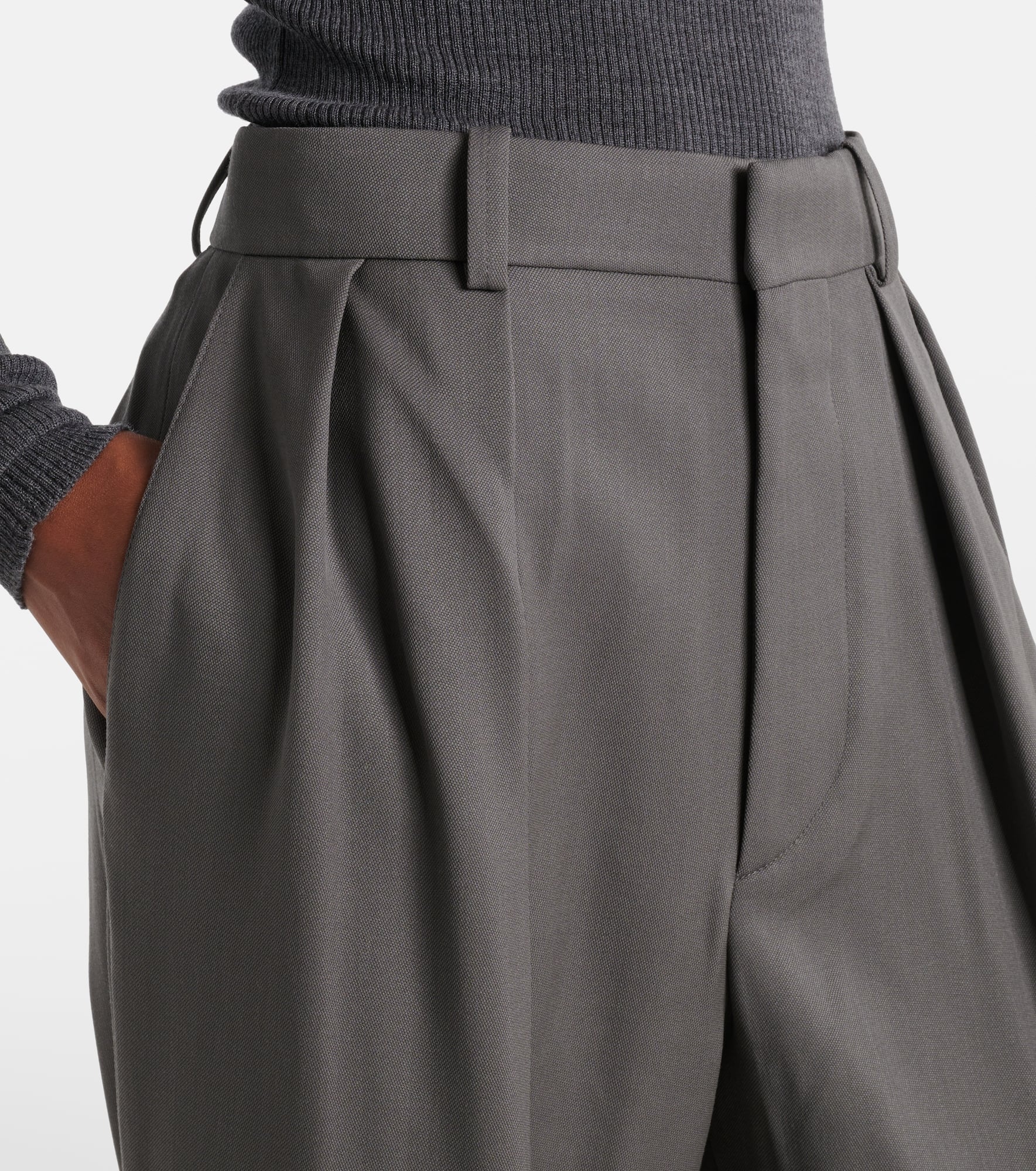 High-rise wool wide-leg pants - 4