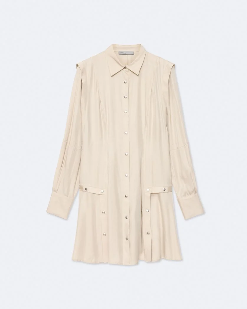ARTEMIS SILK-BLEND MINI SHIRT DRESS - 1
