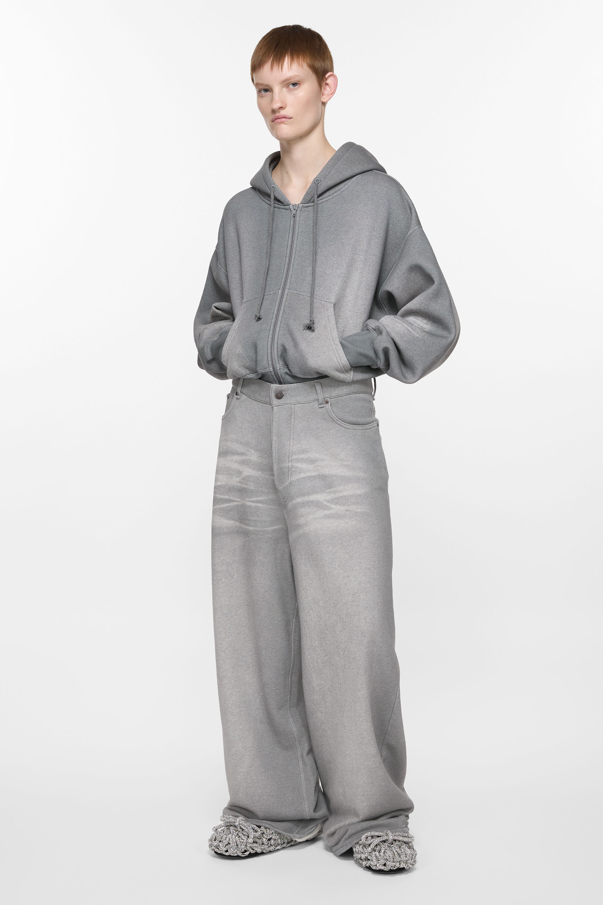 Loose fit trousers - Grey Melange - 3