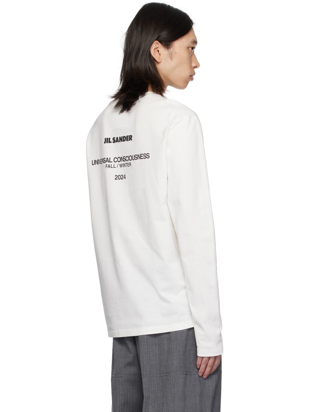 White Crewneck Long Sleeve T-Shirt - 3