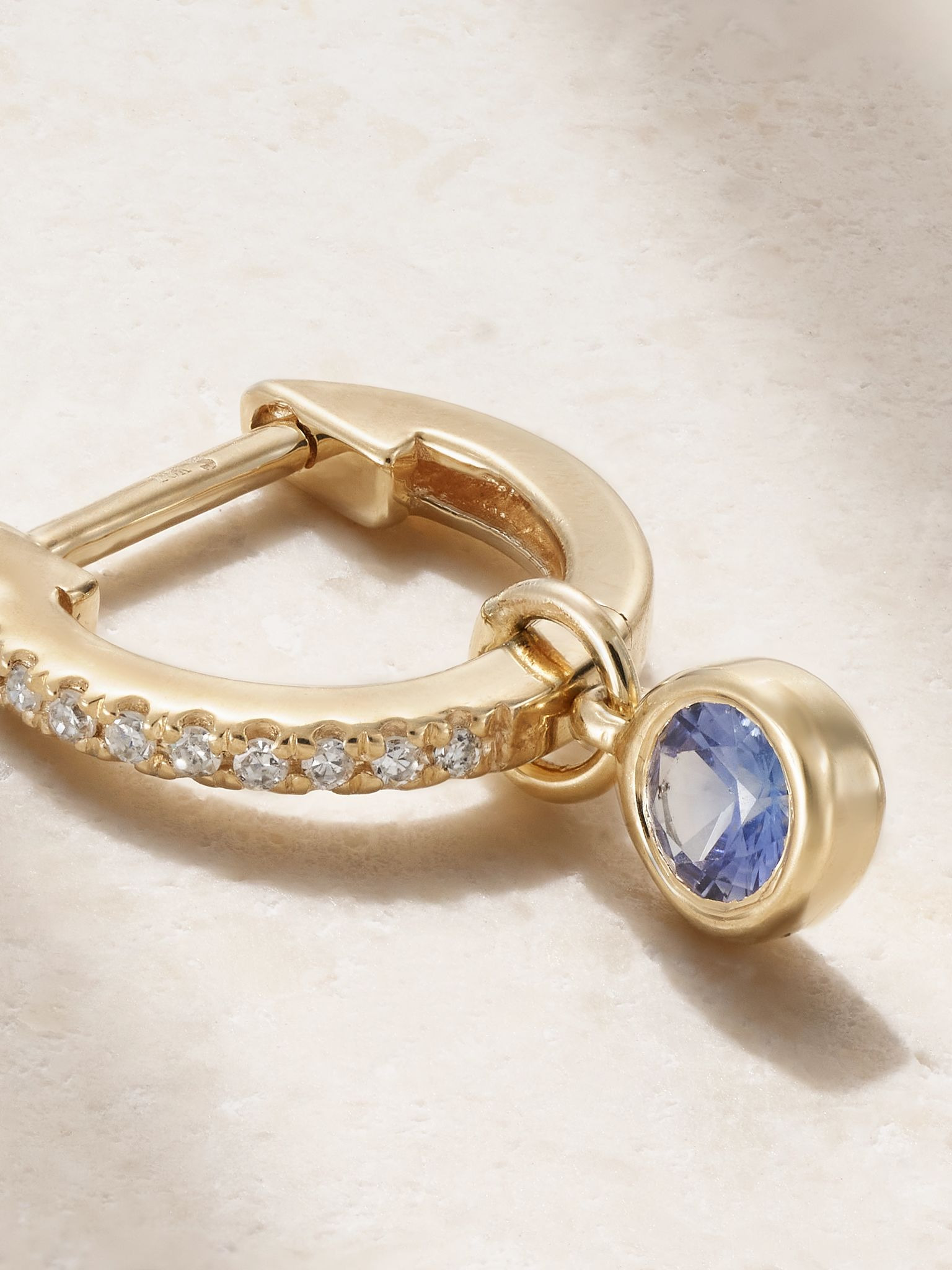 Orchid 10-karat gold, sapphire and diamond single hoop earring Blue - 3